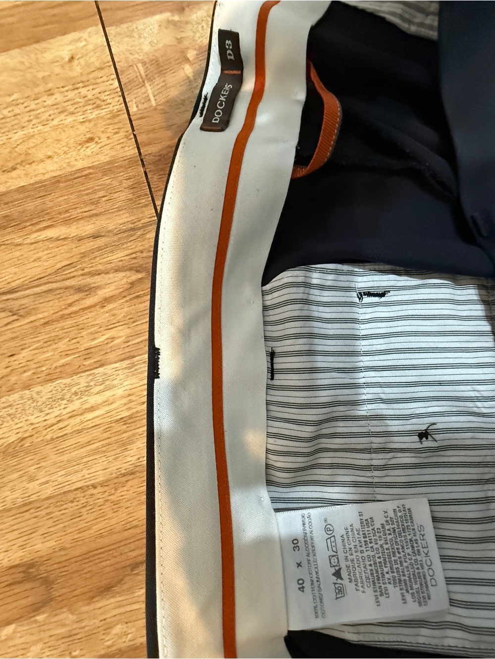 Dockers Men's Navy Chinos with Orange Trim